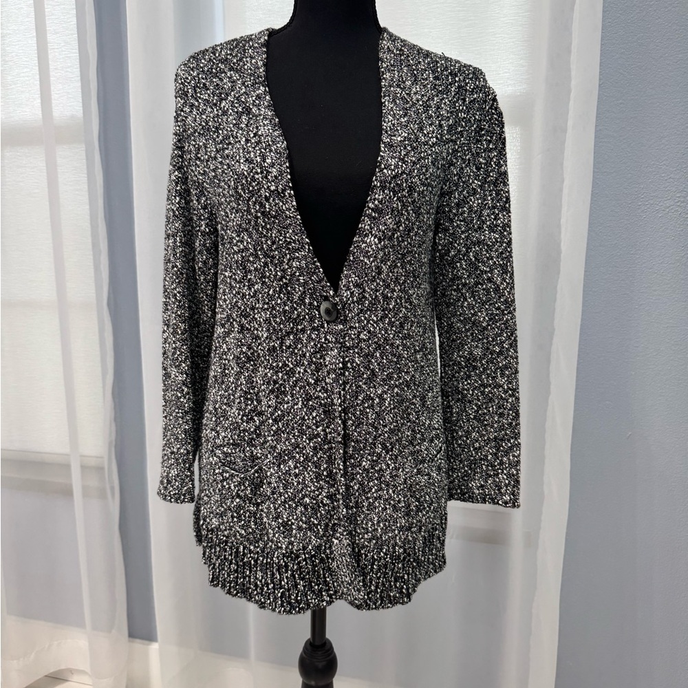J.Jill Black and White Knit Cardigan